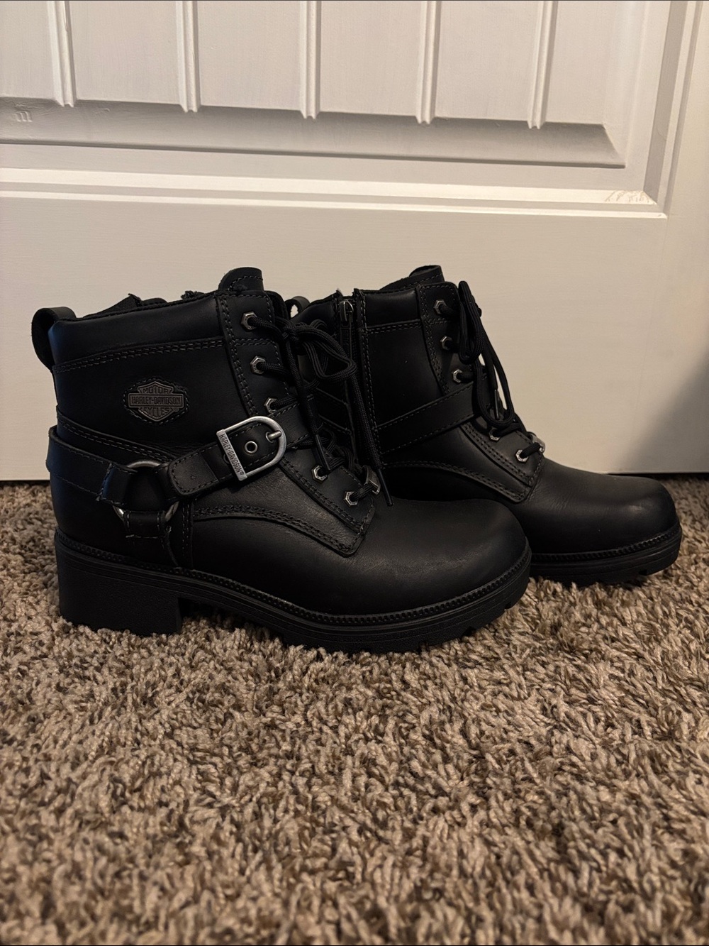 Harley Davidson Women’s Tegan Black Leather Lace Up Boots